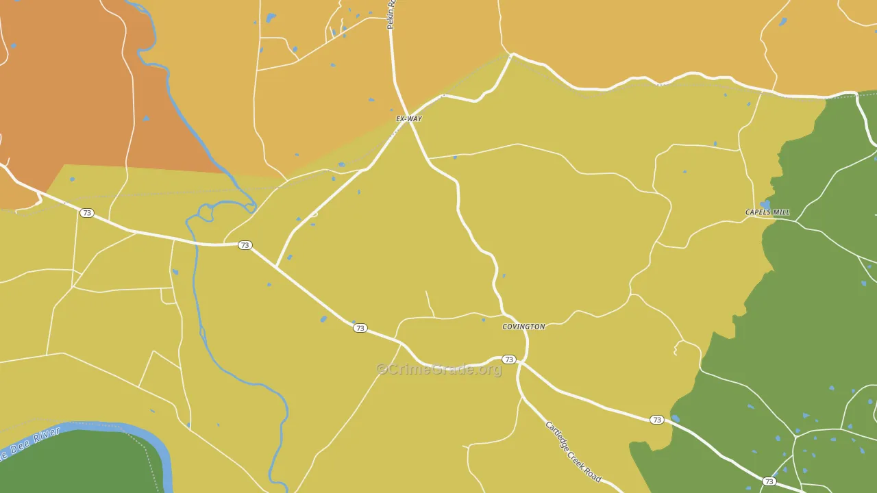 Ex-Way, NC Map of Burglary Rates