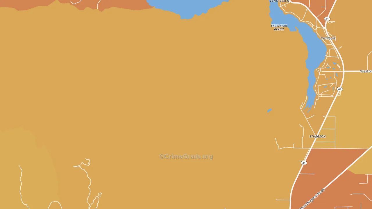 Excelsior Beach, ID Map of Burglary Rates