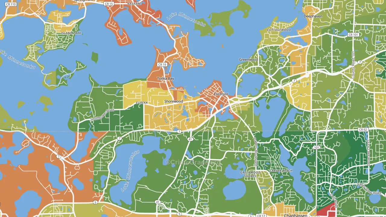 Excelsior, MN Map of Burglary Rates