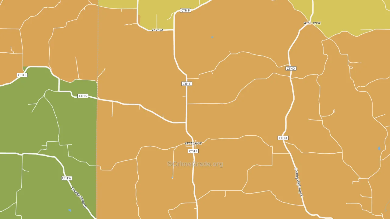 Excelsior, WI Map of Burglary Rates