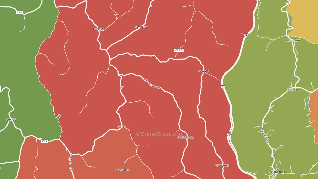 Exchange, WV Map of Burglary Rates
