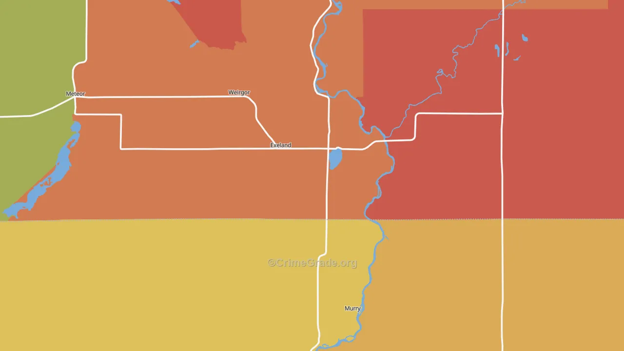 Exeland, WI Map of Burglary Rates