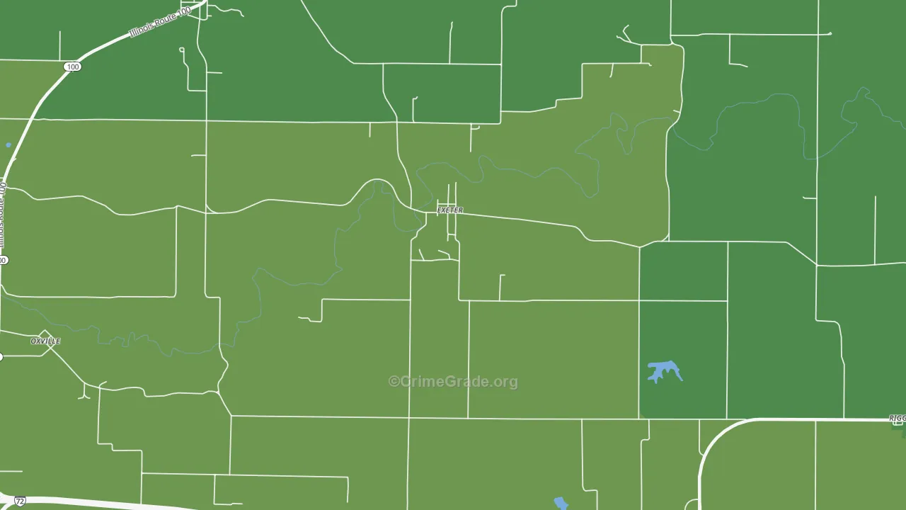 Exeter, IL Map of Burglary Rates