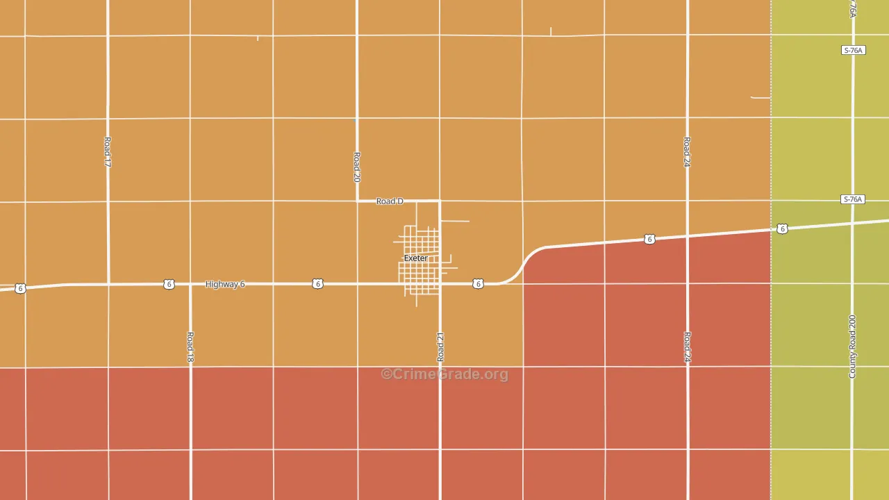 Exeter, NE Map of Burglary Rates