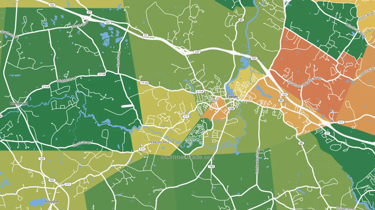 Exeter, NH Map of Burglary Rates