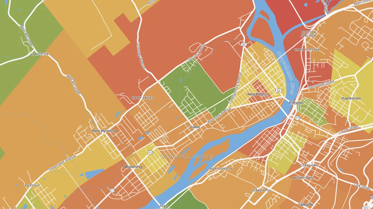 Exeter, PA Map of Burglary Rates