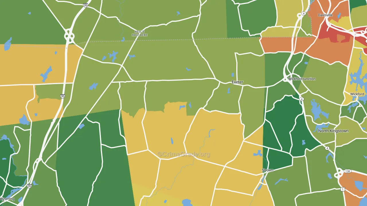 Exeter, RI Map of Burglary Rates