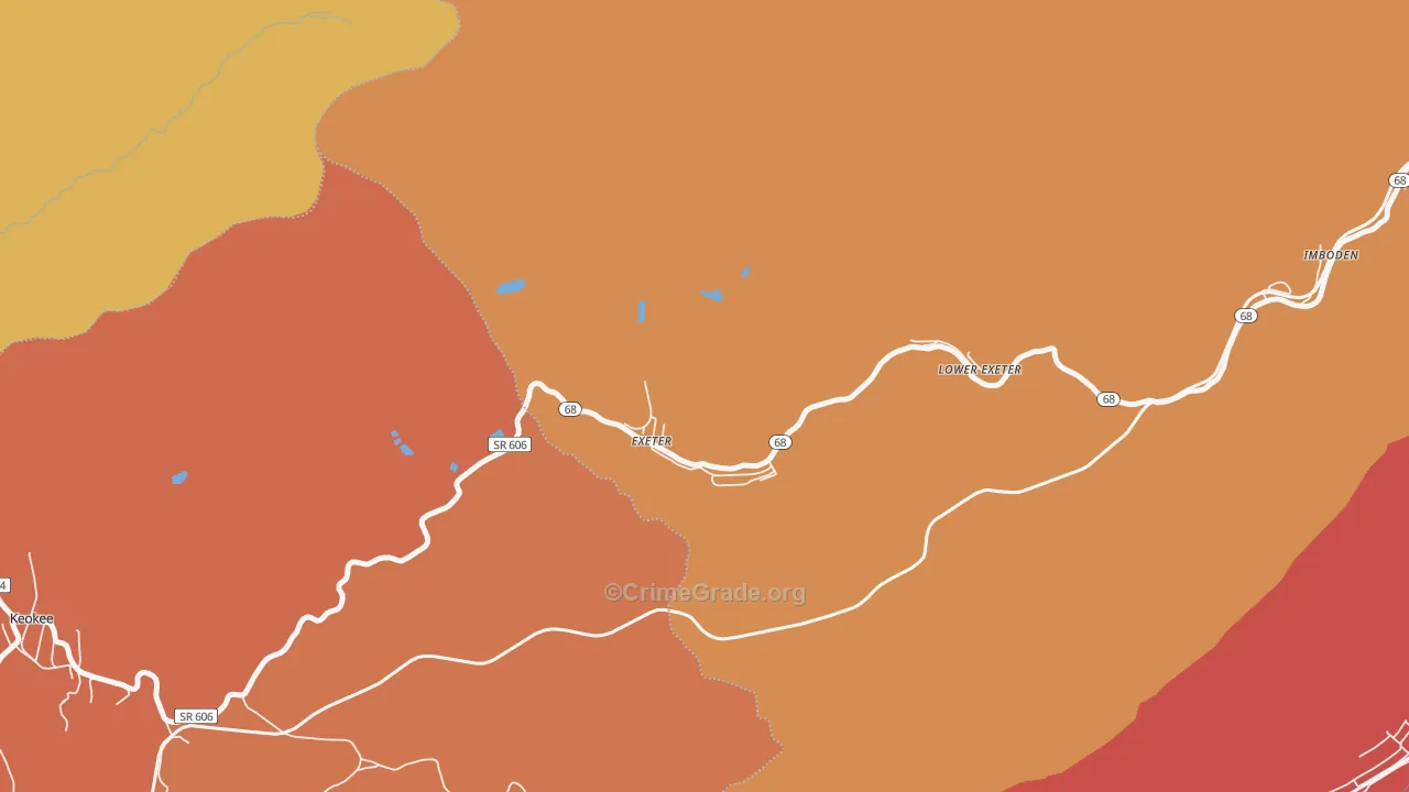 Exeter, VA Map of Burglary Rates