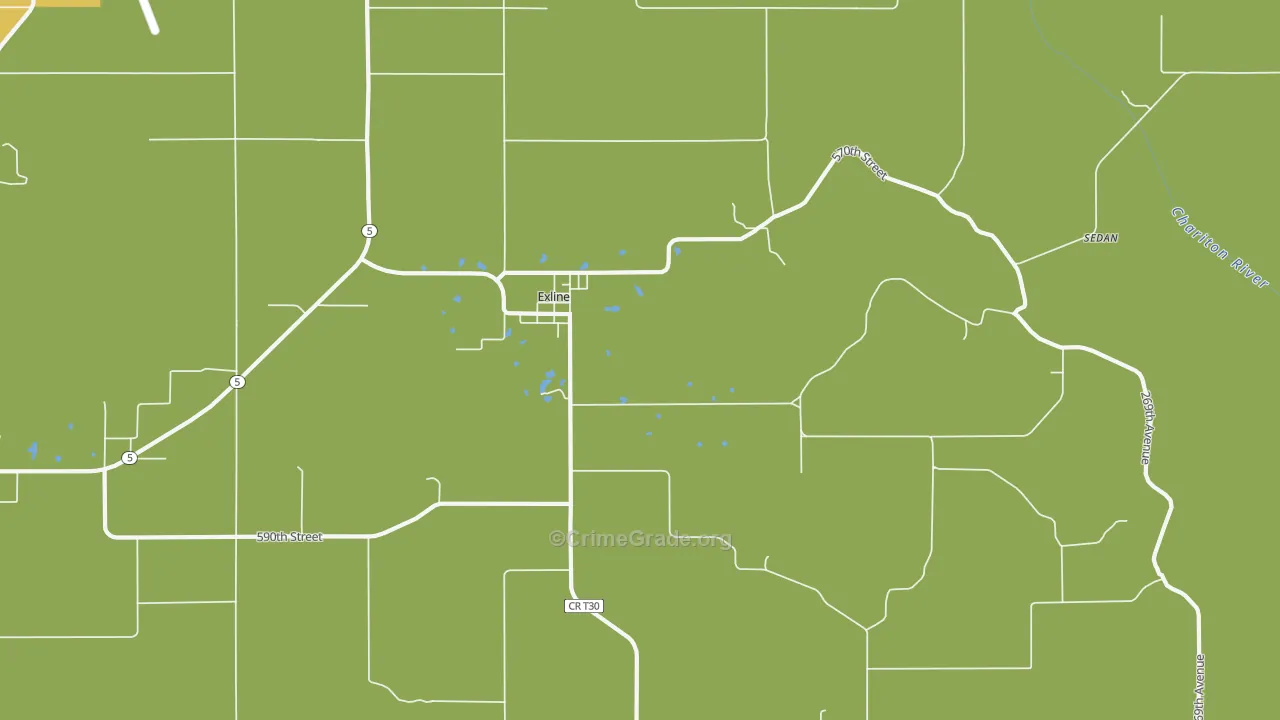 Exline, IA Map of Burglary Rates