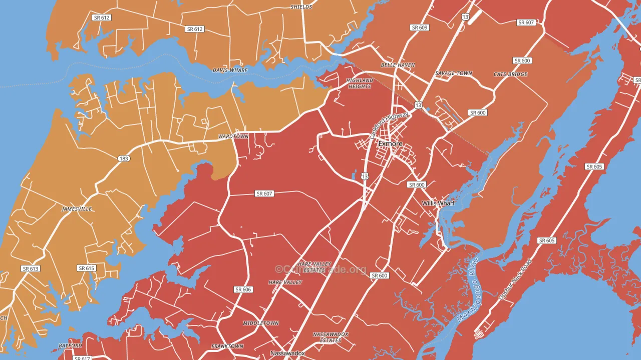 Exmore, VA Map of Burglary Rates