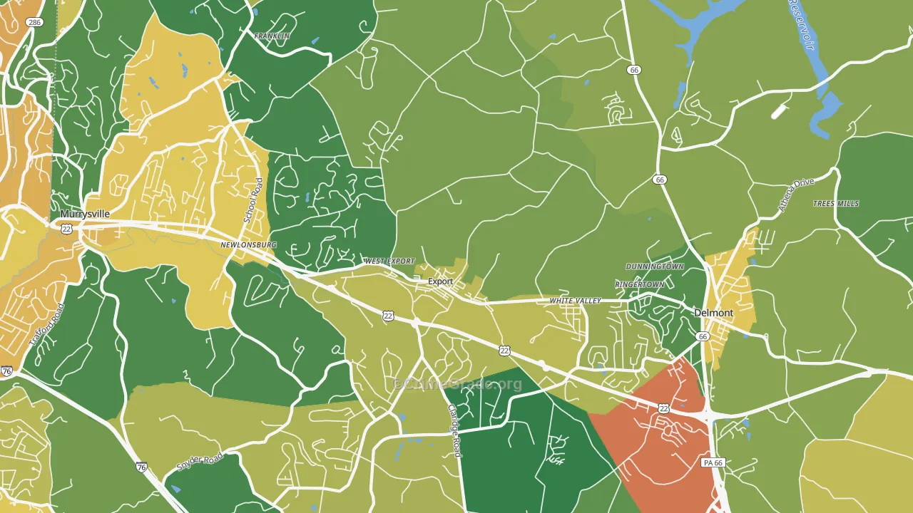 Export, PA Map of Burglary Rates