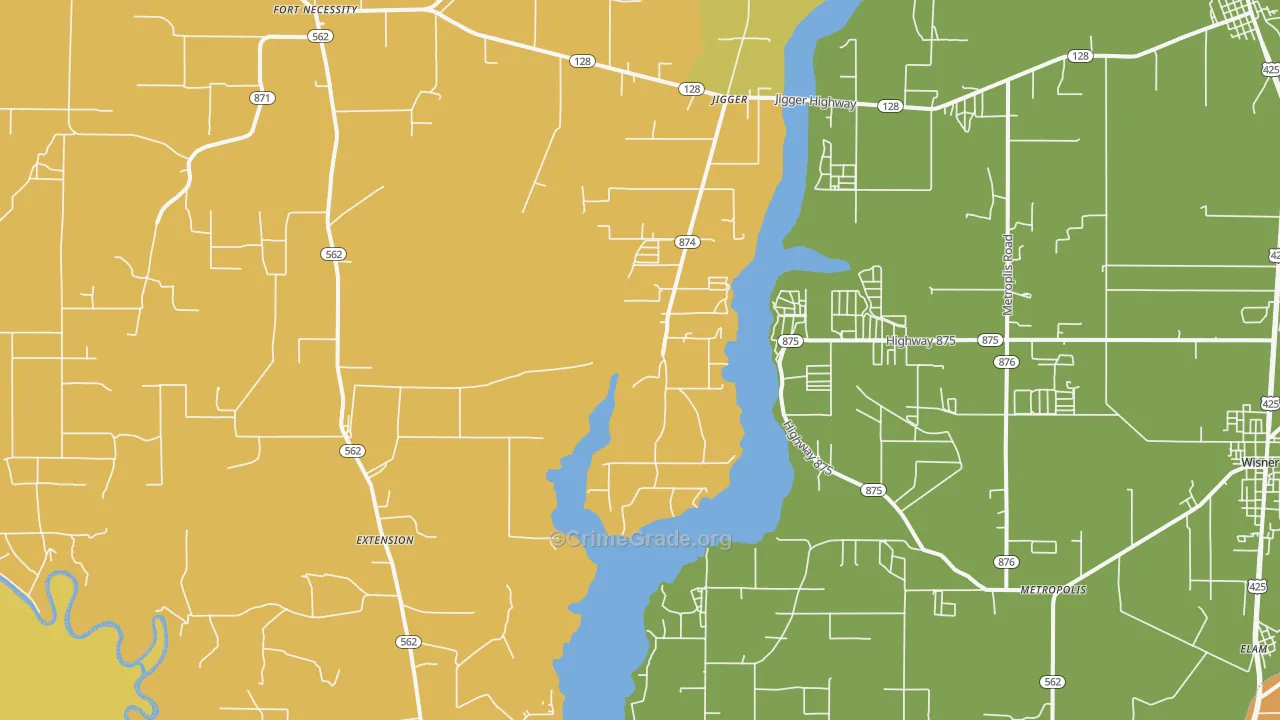 Extension, LA Map of Burglary Rates