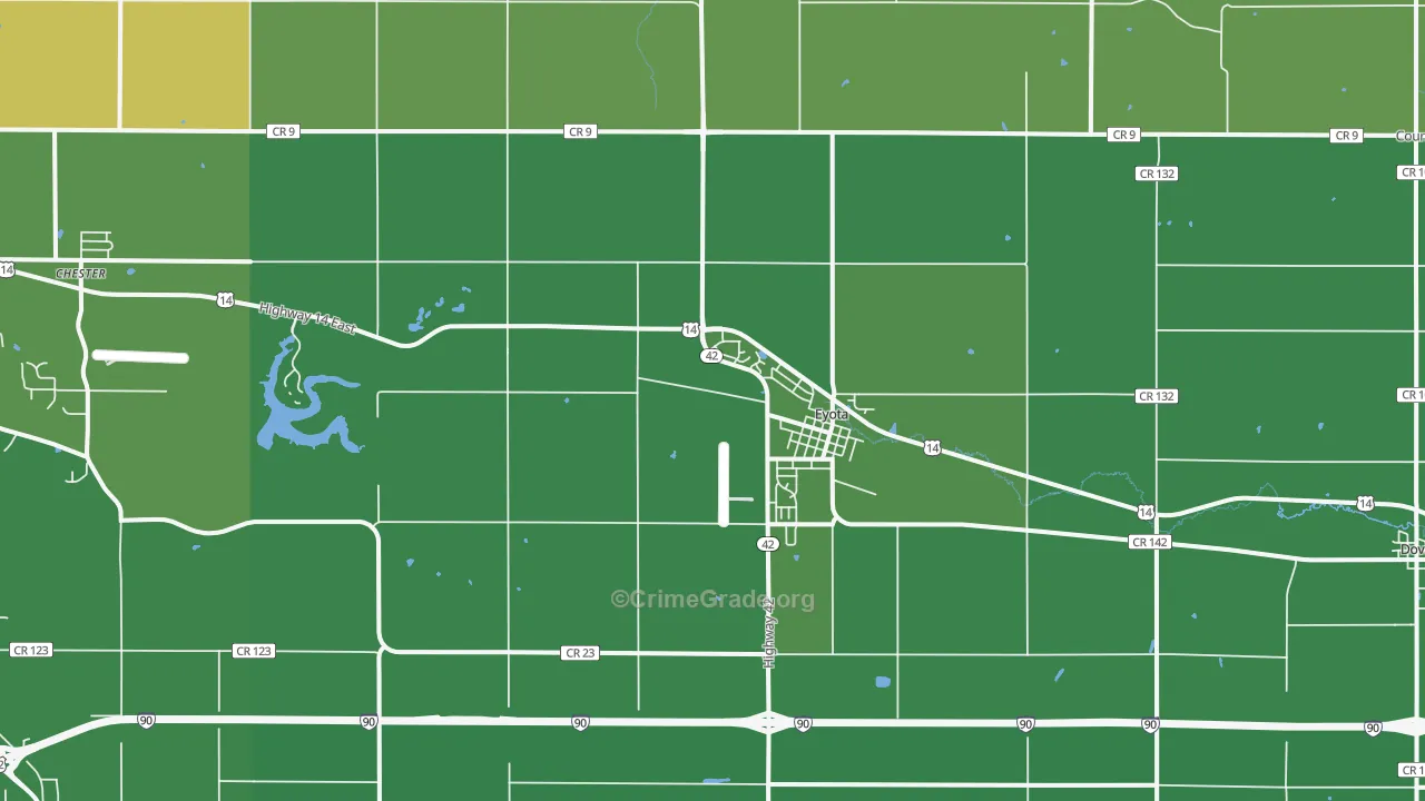 Eyota, MN Map of Burglary Rates