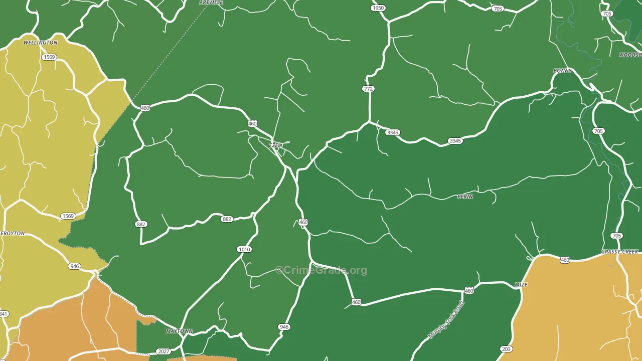 Ezel, KY Map of Burglary Rates