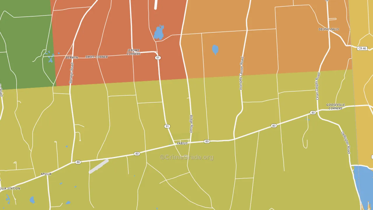 Fabius, NY Map of Burglary Rates