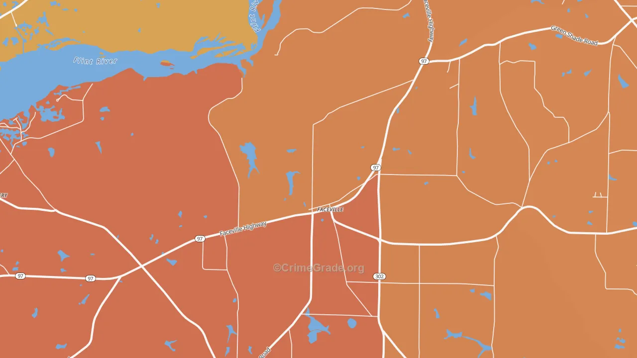 Faceville, GA Map of Burglary Rates