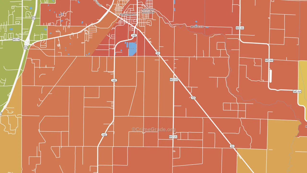 Fagus, MO Map of Burglary Rates