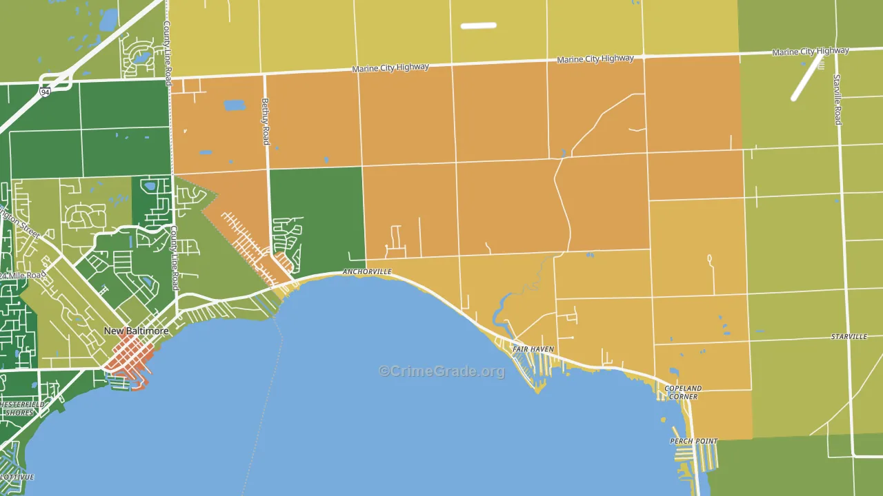 Fair Haven, MI Map of Burglary Rates