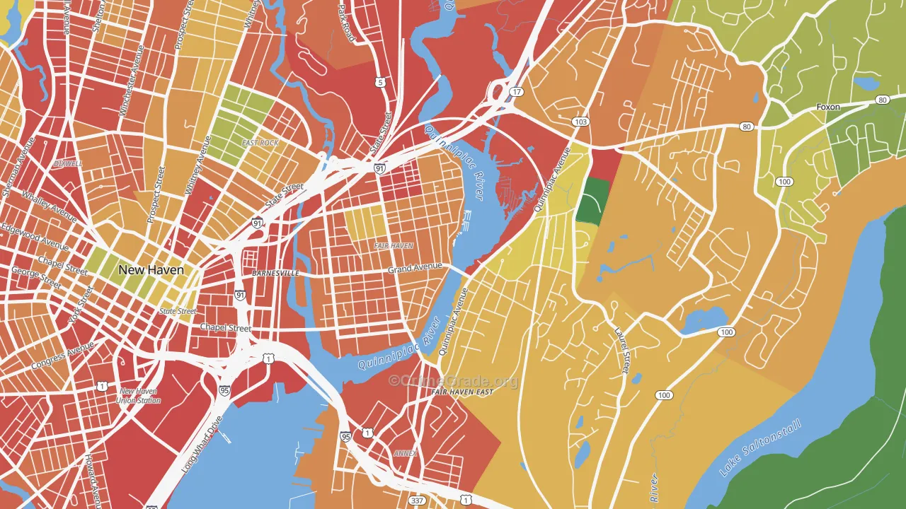 Fair Haven, New Haven, CT Map of Burglary Rates