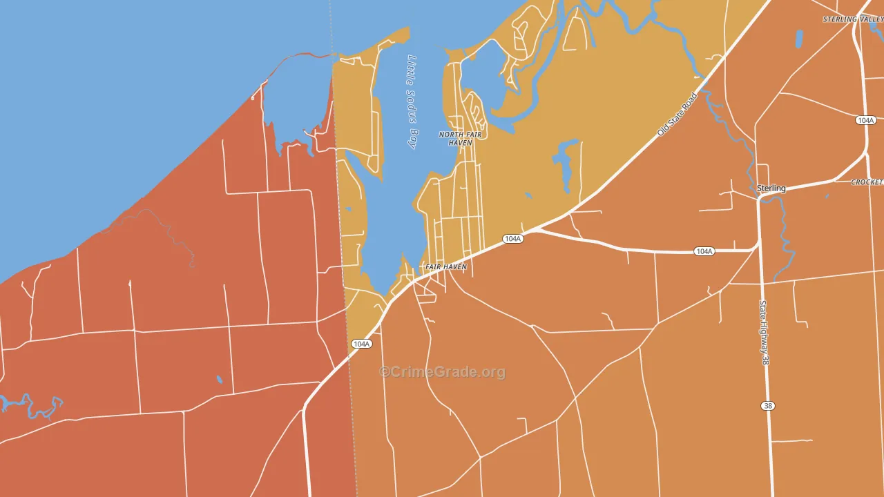 Fair Haven, NY Map of Burglary Rates