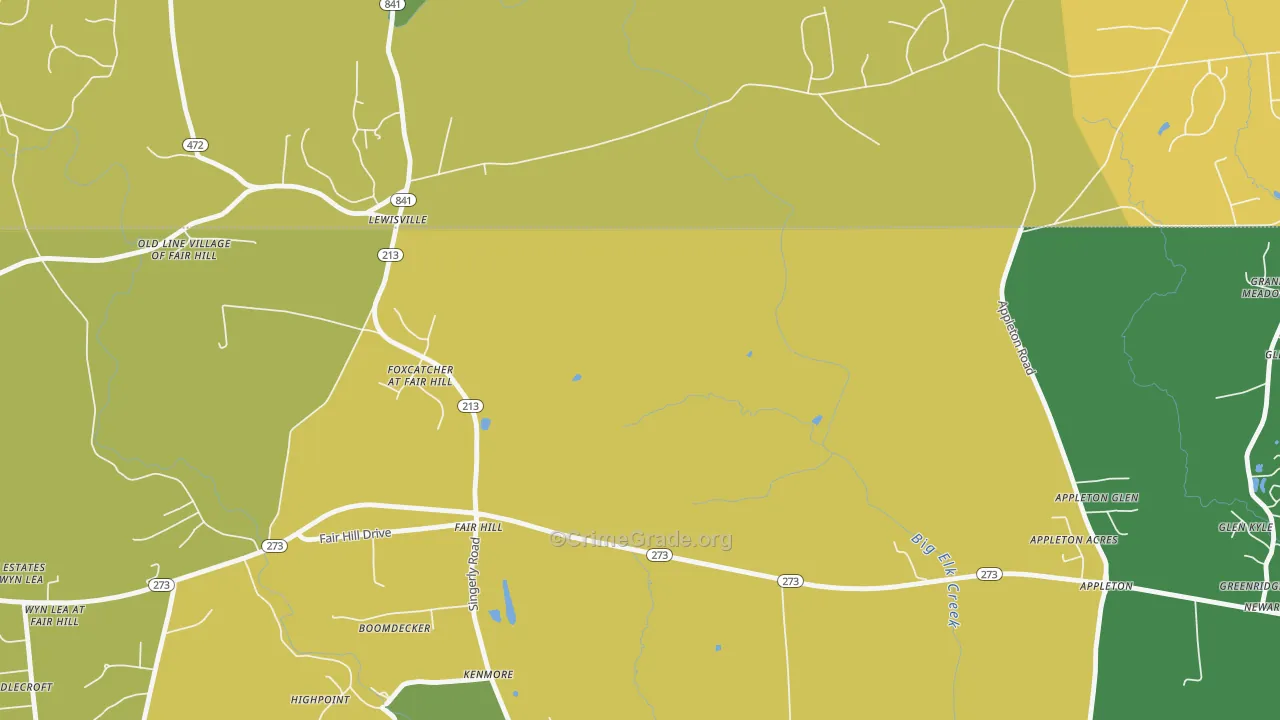 Fair Hill, MD Map of Burglary Rates