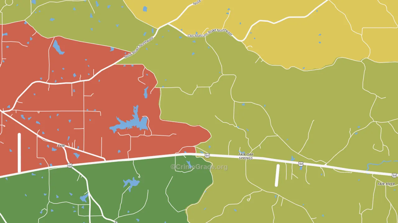 Fair Oak Springs, MS Map of Burglary Rates