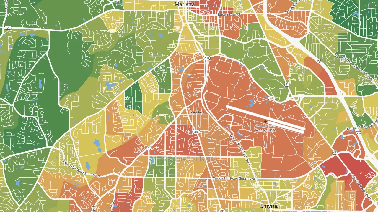 Fair Oaks, GA Map of Burglary Rates