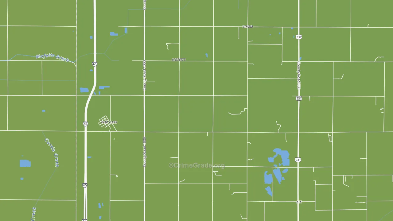 Fair Oaks, IN Map of Burglary Rates