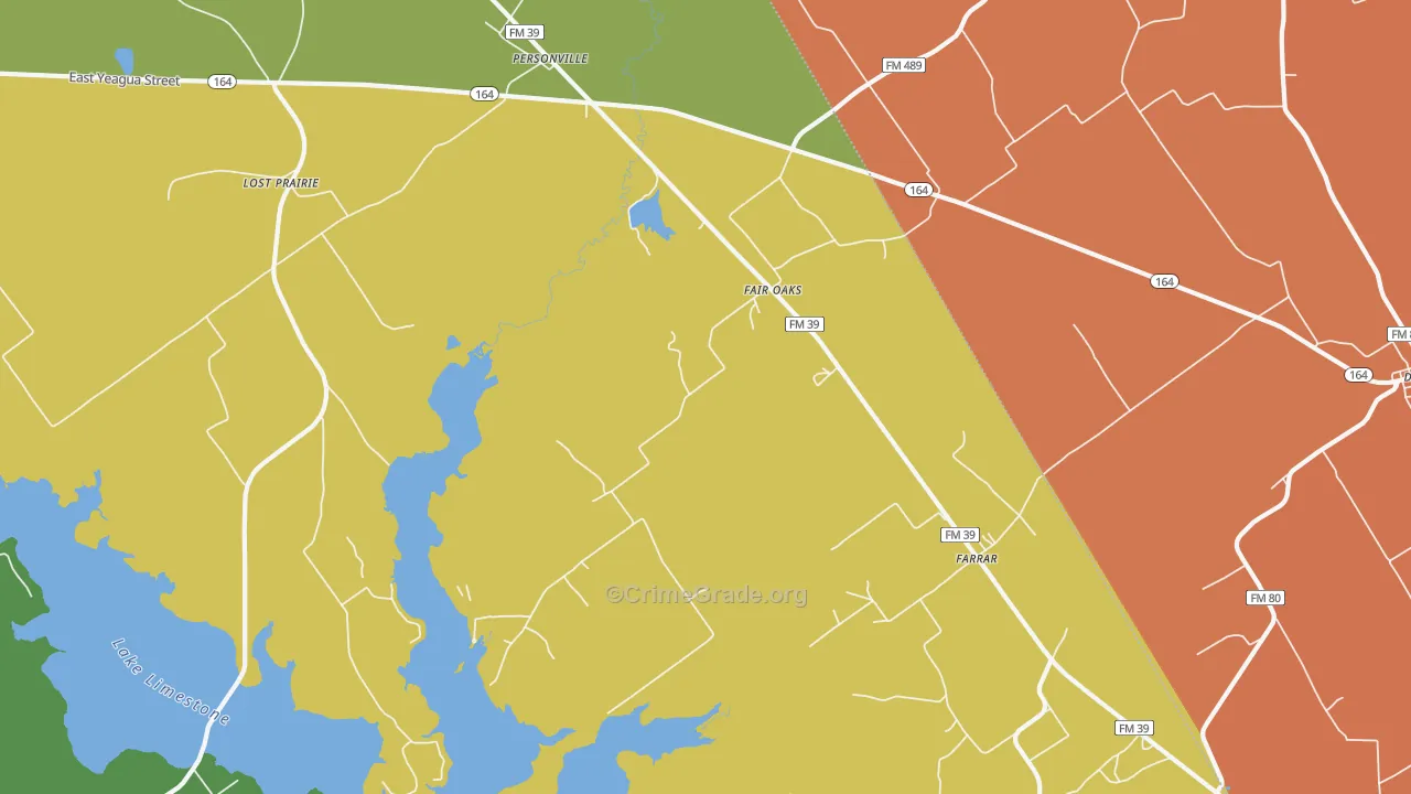 Fair Oaks, TX Map of Burglary Rates