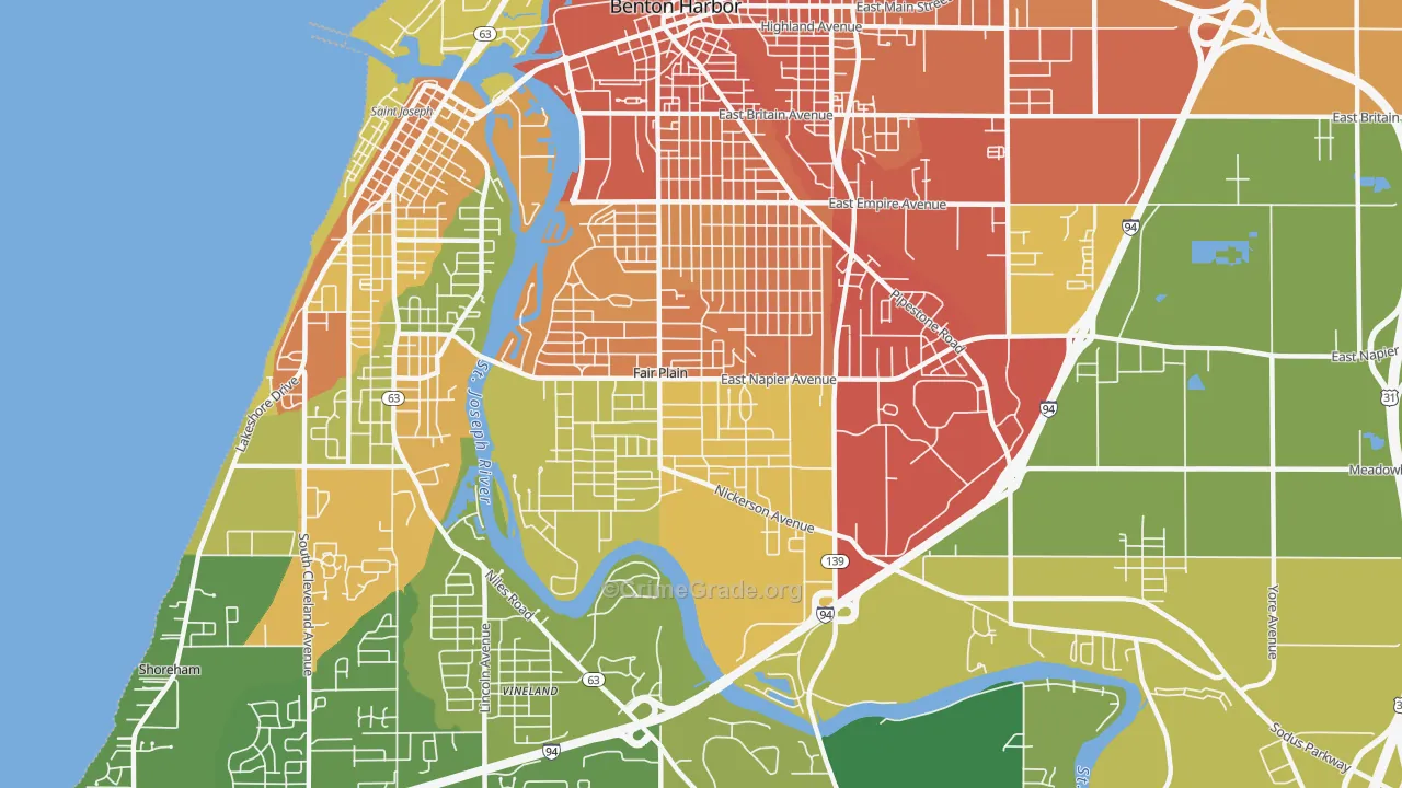 Fair Plain, MI Map of Burglary Rates