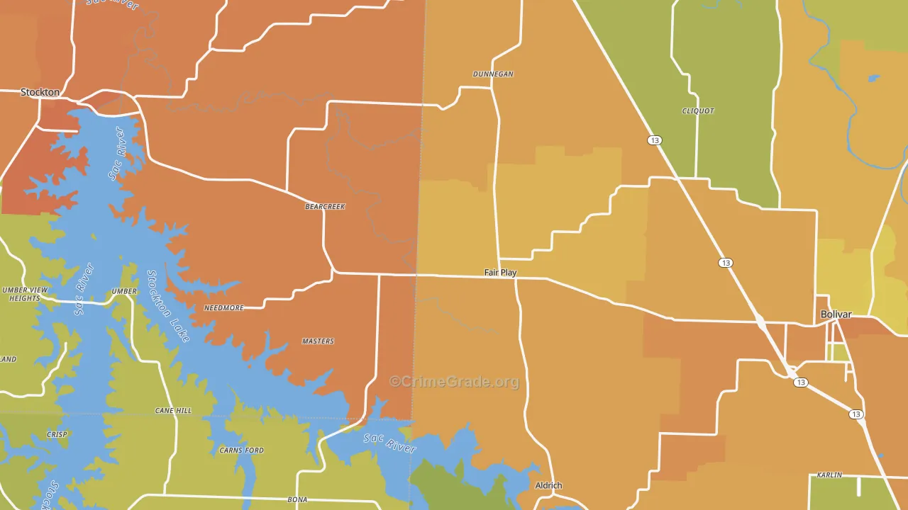 Fair Play, MO Map of Burglary Rates
