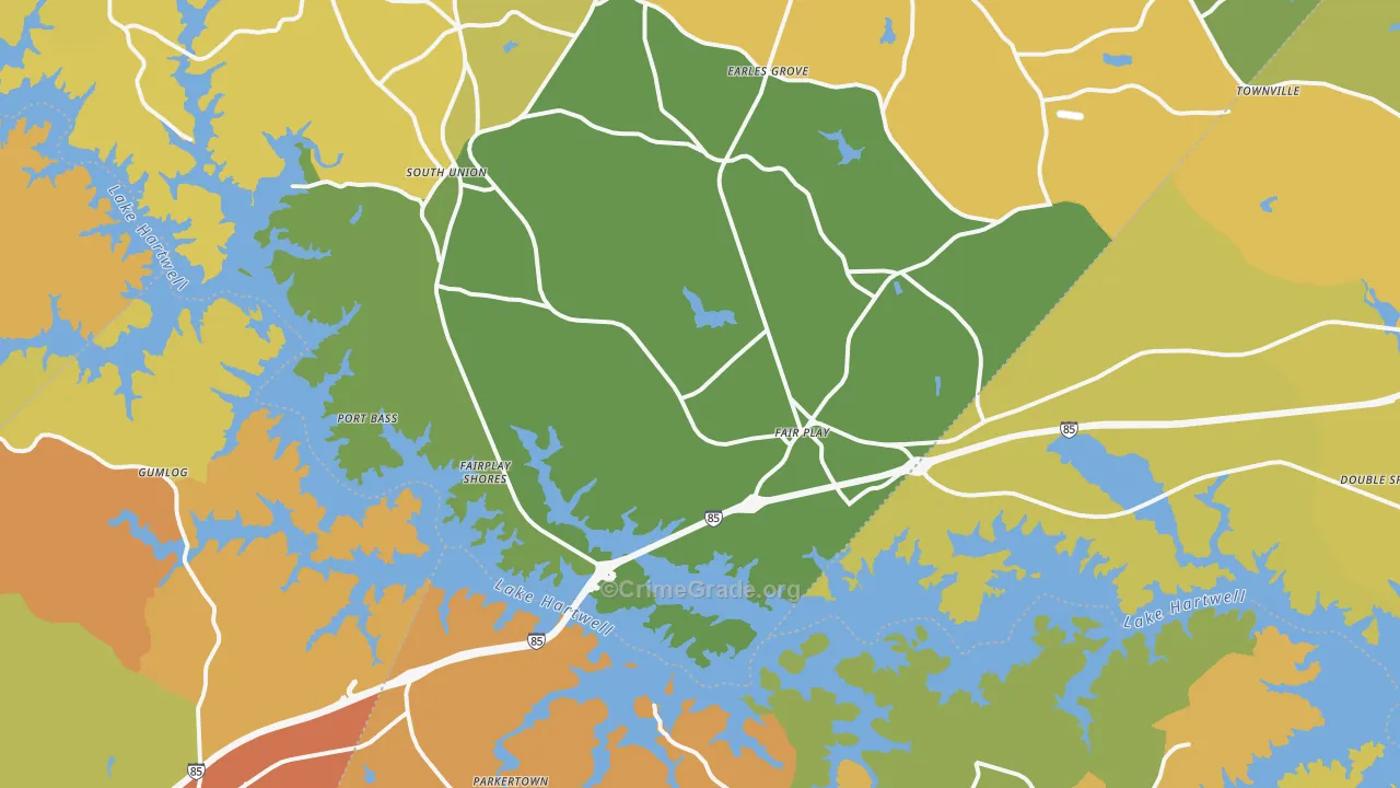 Fair Play, SC Map of Burglary Rates