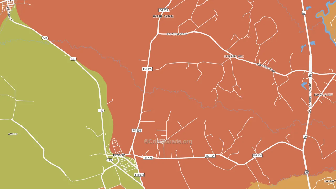 Fair Play, TX Map of Burglary Rates