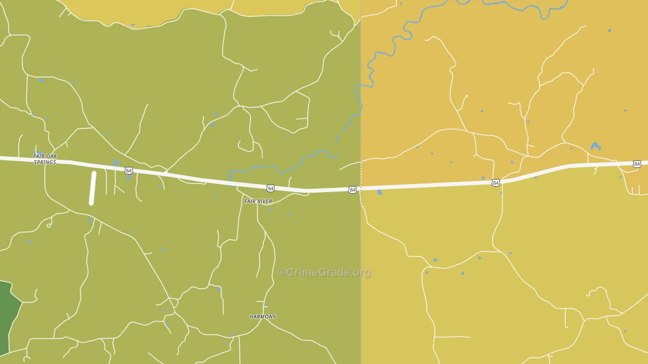 Fair River, MS Map of Burglary Rates