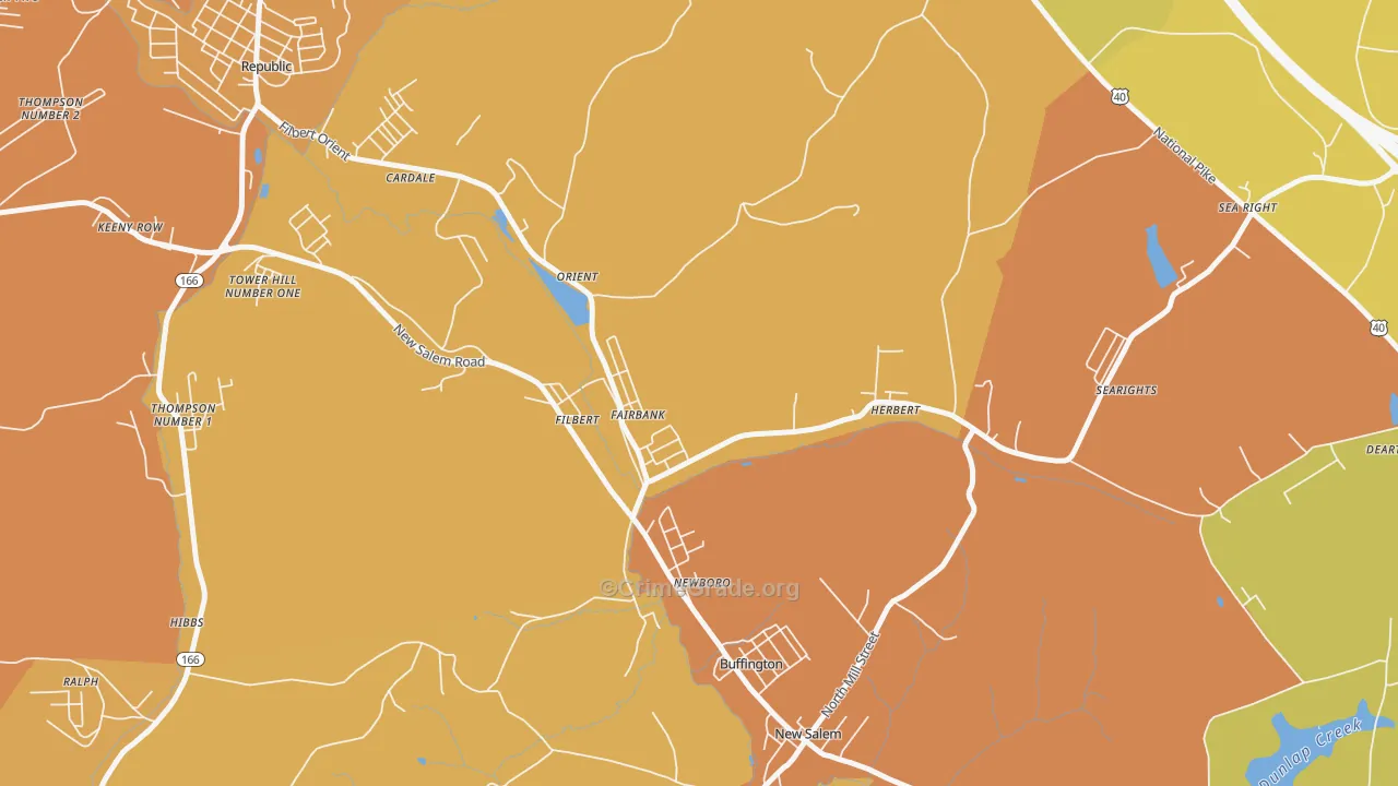 Fairbank, PA Map of Burglary Rates