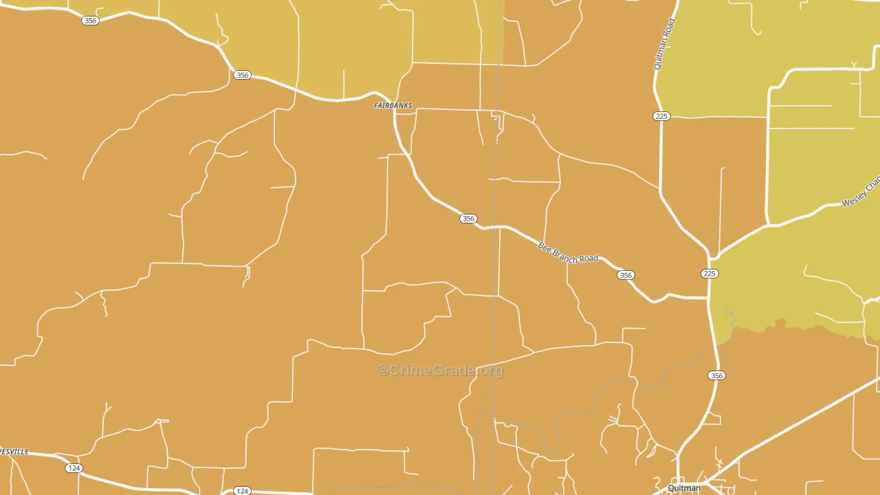 Fairbanks, AR Map of Burglary Rates
