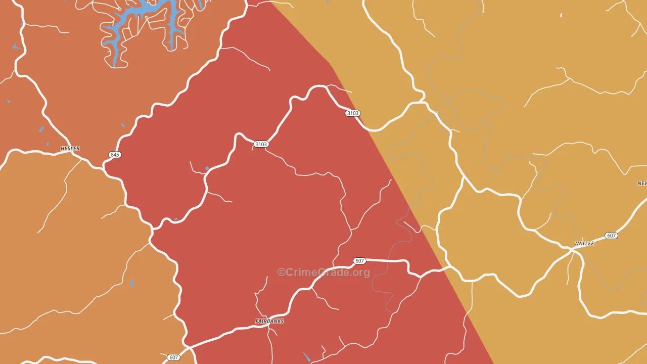 Fairbanks, KY Map of Burglary Rates