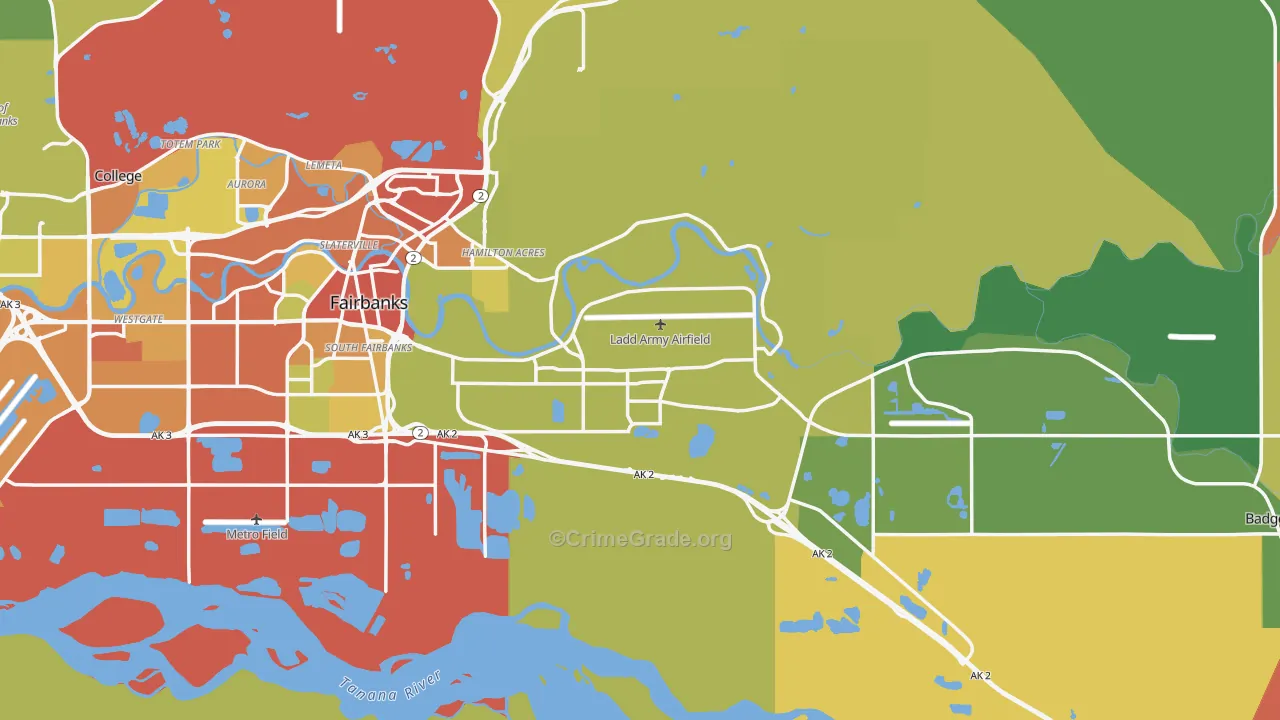 Fairbanks North Star Borough, AK Map of Burglary Rates