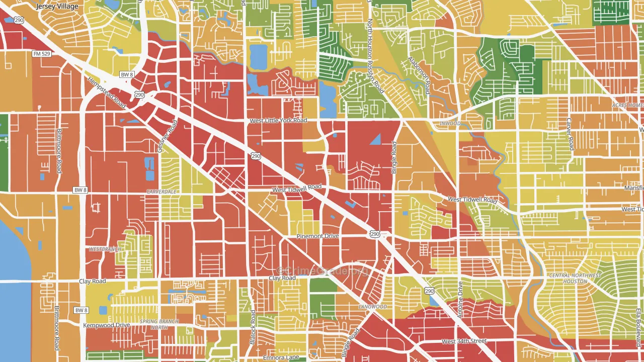 Fairbanks-Northwest Crossing, Houston, TX Map of Burglary Rates