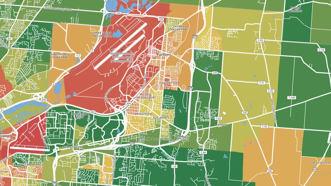 Fairborn, OH Map of Burglary Rates