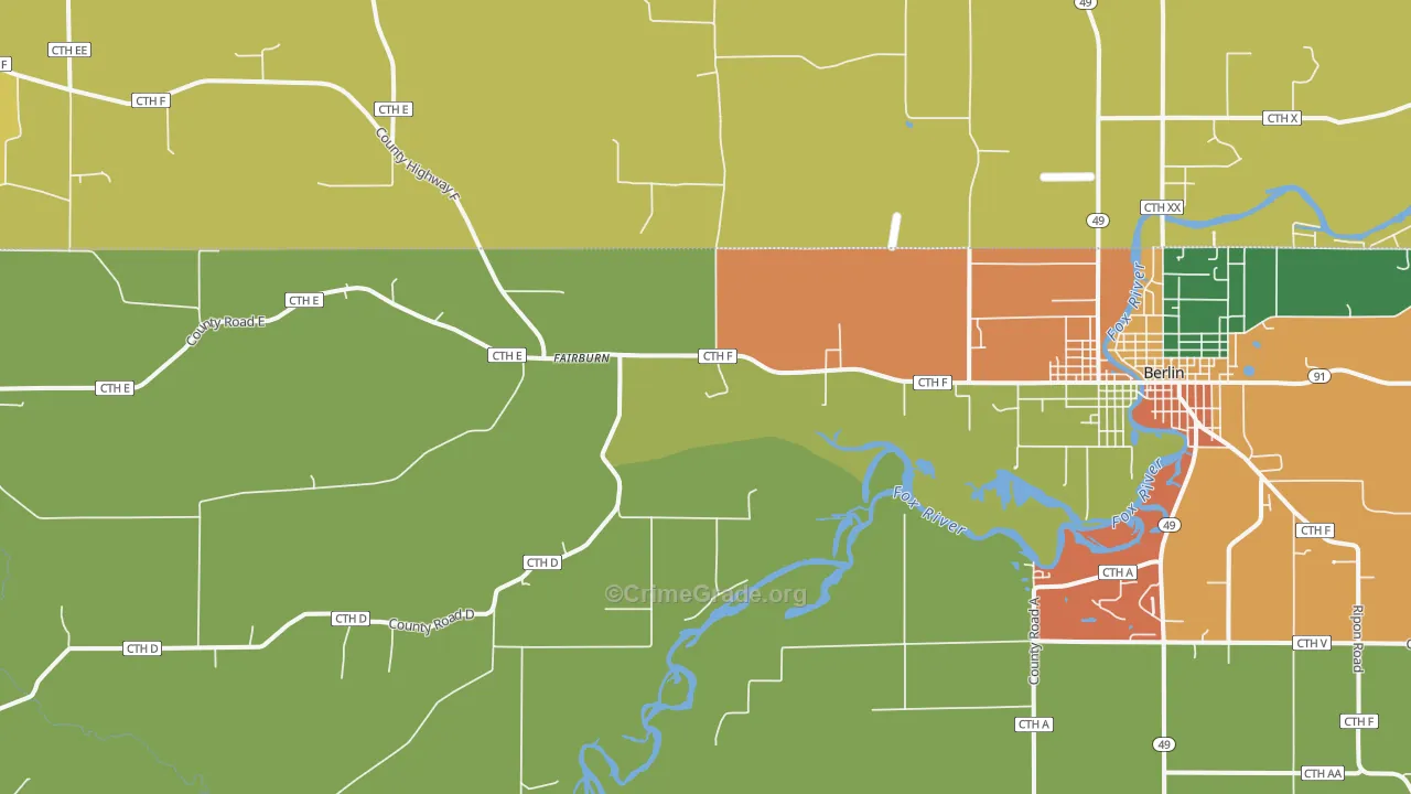 Fairburn, WI Map of Burglary Rates