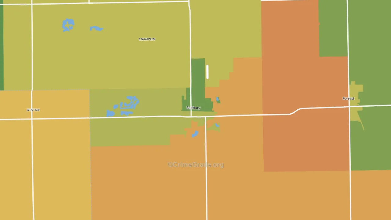 Fairbury, IL Map of Burglary Rates
