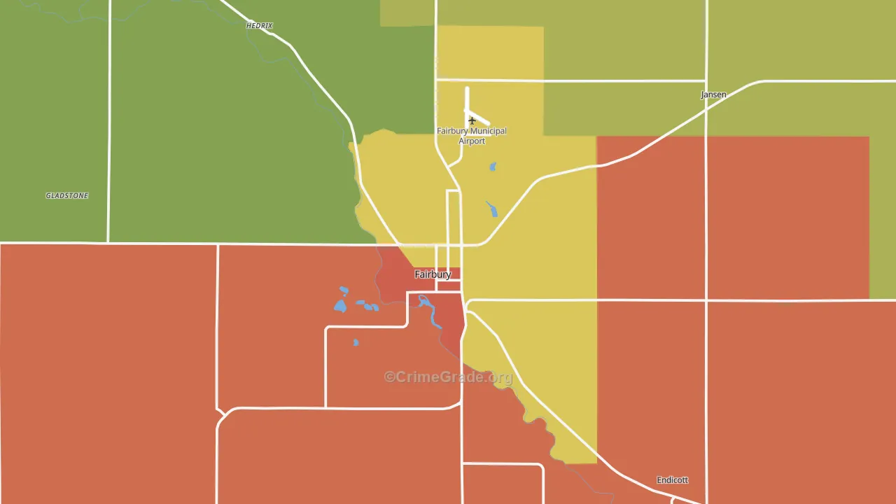 Fairbury, NE Map of Burglary Rates