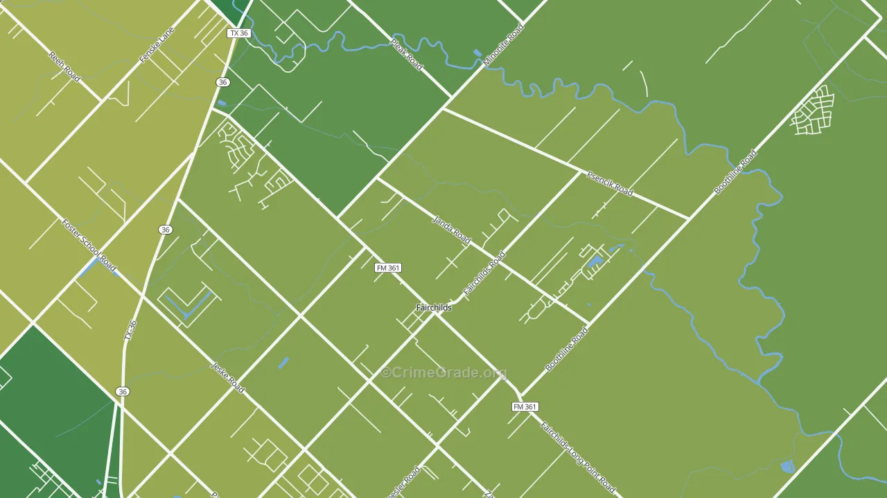 Fairchilds, TX Map of Burglary Rates