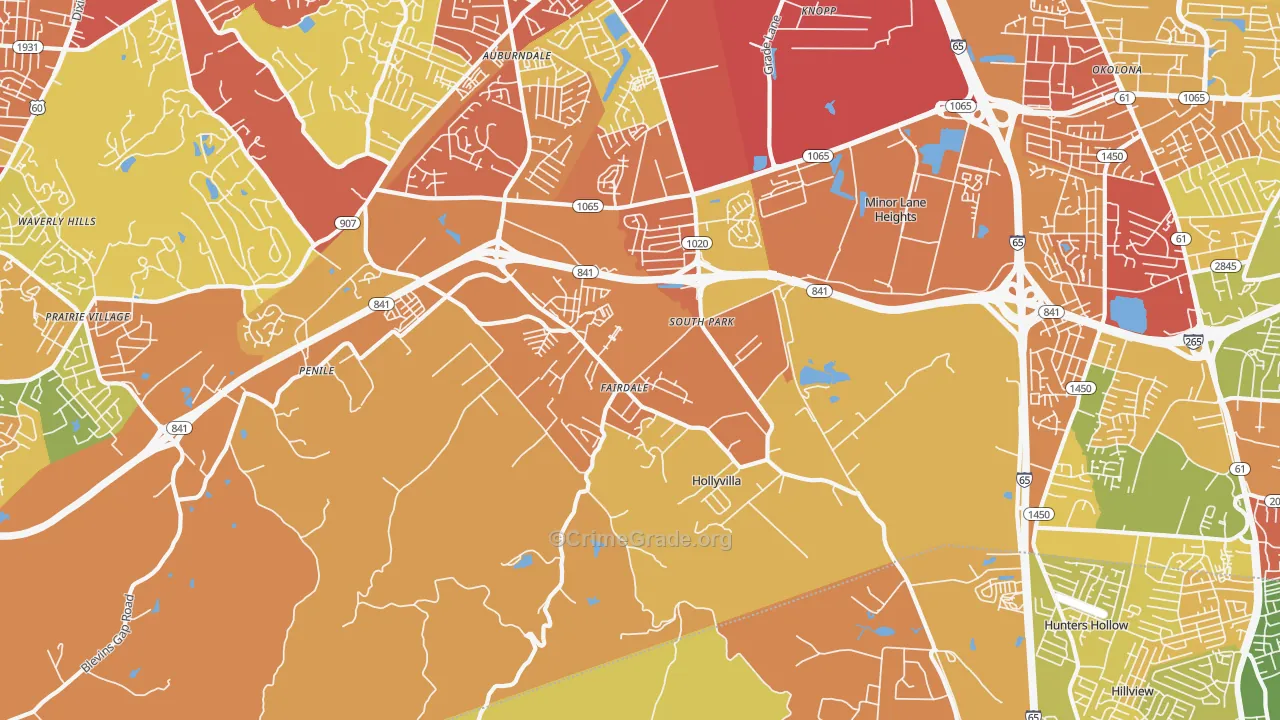 Fairdale, KY Map of Burglary Rates