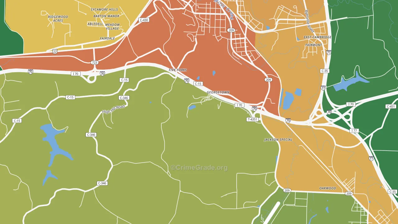 Fairdale, OH Map of Burglary Rates