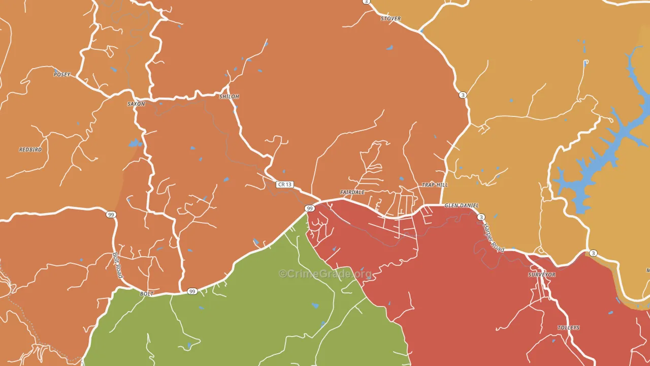Fairdale, WV Map of Burglary Rates