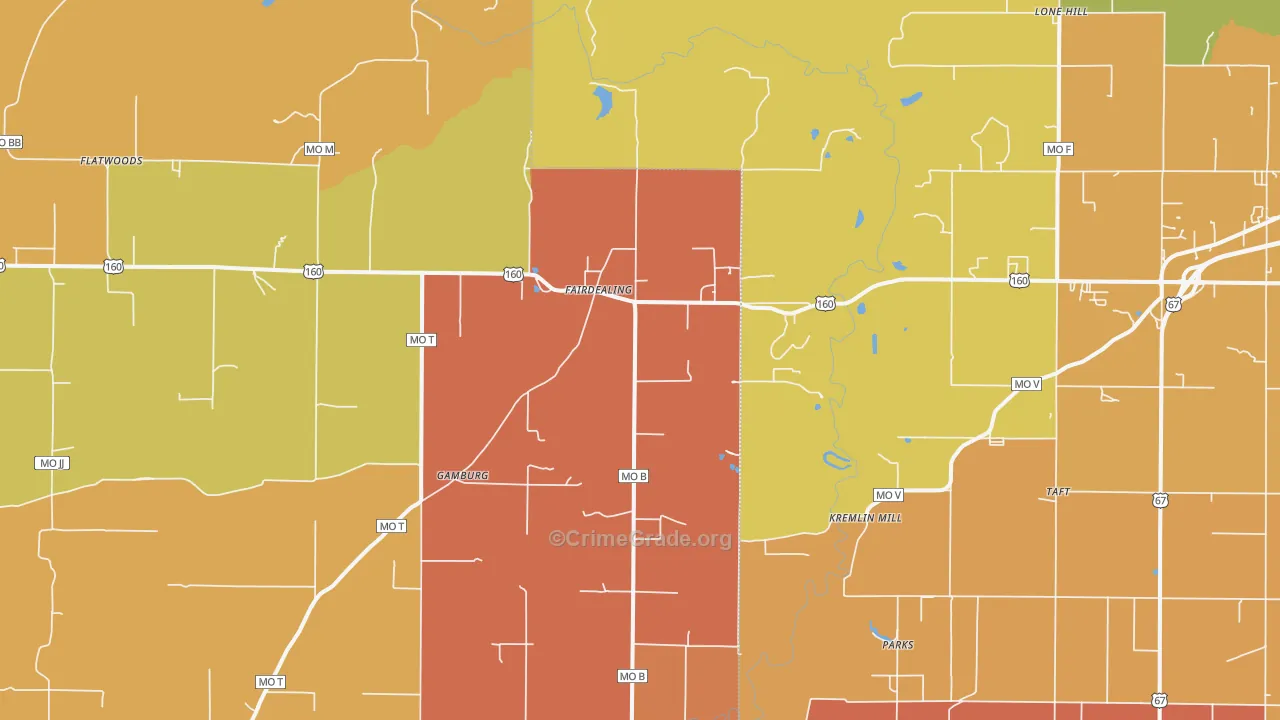 Fairdealing, MO Map of Burglary Rates