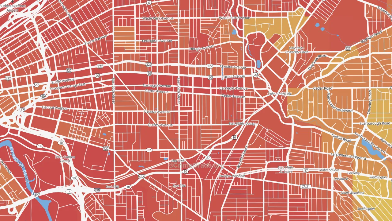 Fairfax, Cleveland, OH Map of Burglary Rates
