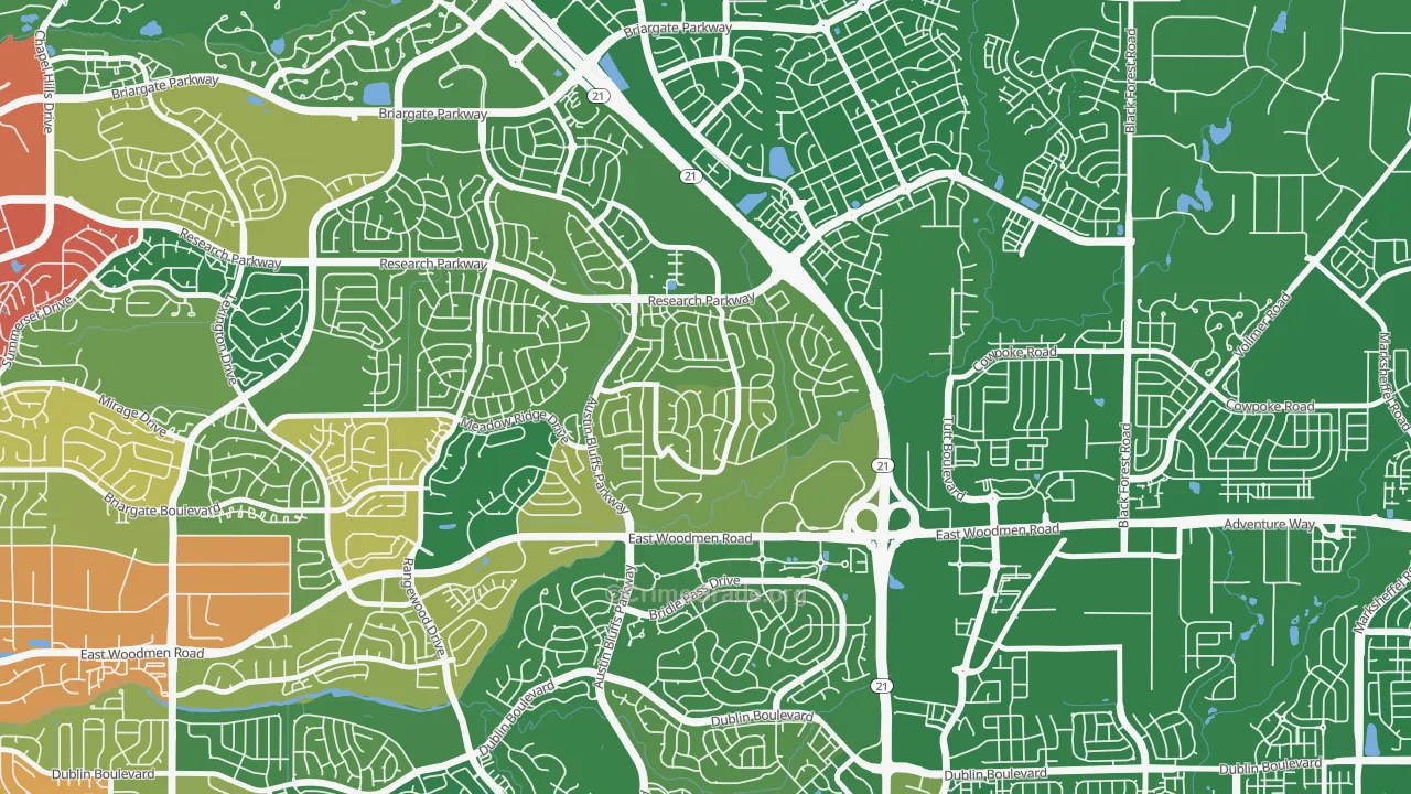 Fairfax, Colorado Springs, CO Map of Burglary Rates
